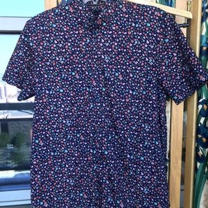 Zara Men Navy button down shirt Cotton Slim fit